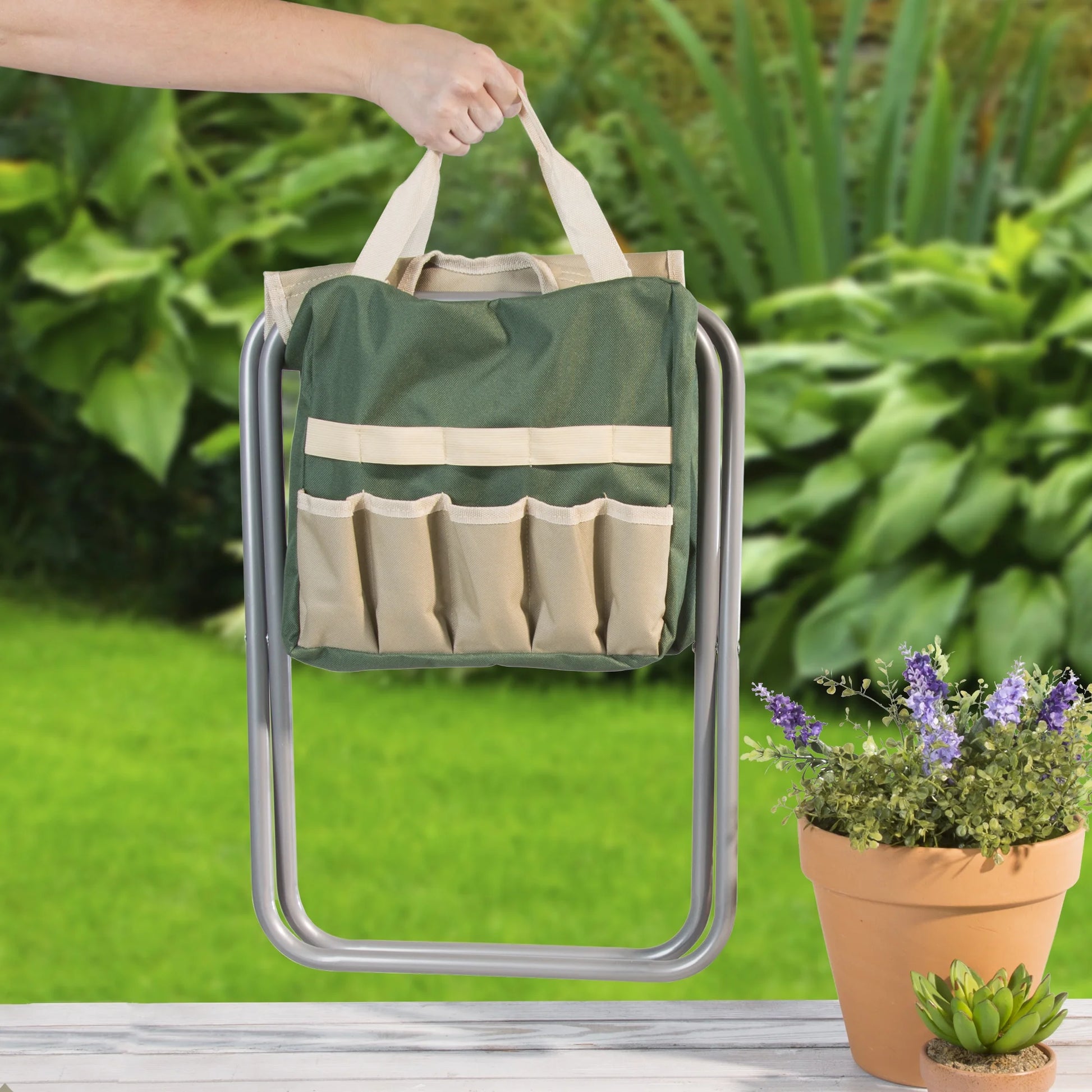 All-In-One Garden Tool Set, Stool, and Carry Bag