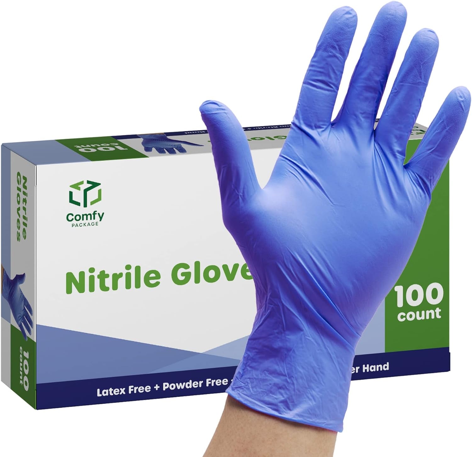 [100 Pack] Disposable Nitrile Gloves - Powder & Latex Free