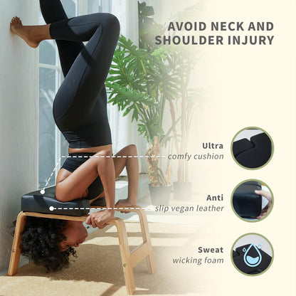 Yoga Inversion Bench- Headstand Bench for Home & Gym, Relieve Stress, Strengthen Core, Improve Sleep & Digestion