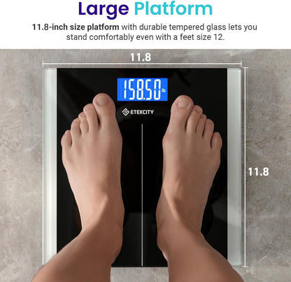 Bathroom Scale for Body Weight, Highly Accurate Digital Weighing Machine for People, Large Size and Backlit LCD Display, 6Mm Tempered Glass, 400 Pounds