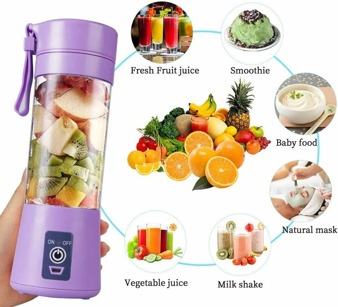 Portable Blender USB Rechargeable Personal Juicer Cup Small Fruit Juice Mixer for Shakes and Smoothies