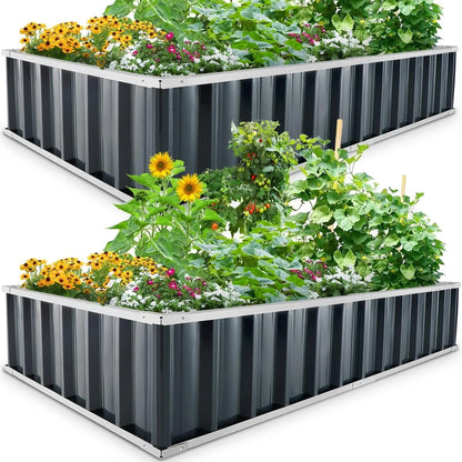 68"X 36"X 12" 2-Pack Raised Garden Bed, Easy for DIY Different Size Galvanized Steel Metal Planter Kit Box, 17 Cu. Ft. X2