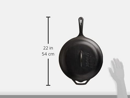 Pre-Seasoned Cast Deep Skillet with Iron Cover and Assist Handle, 5 Quart, Black