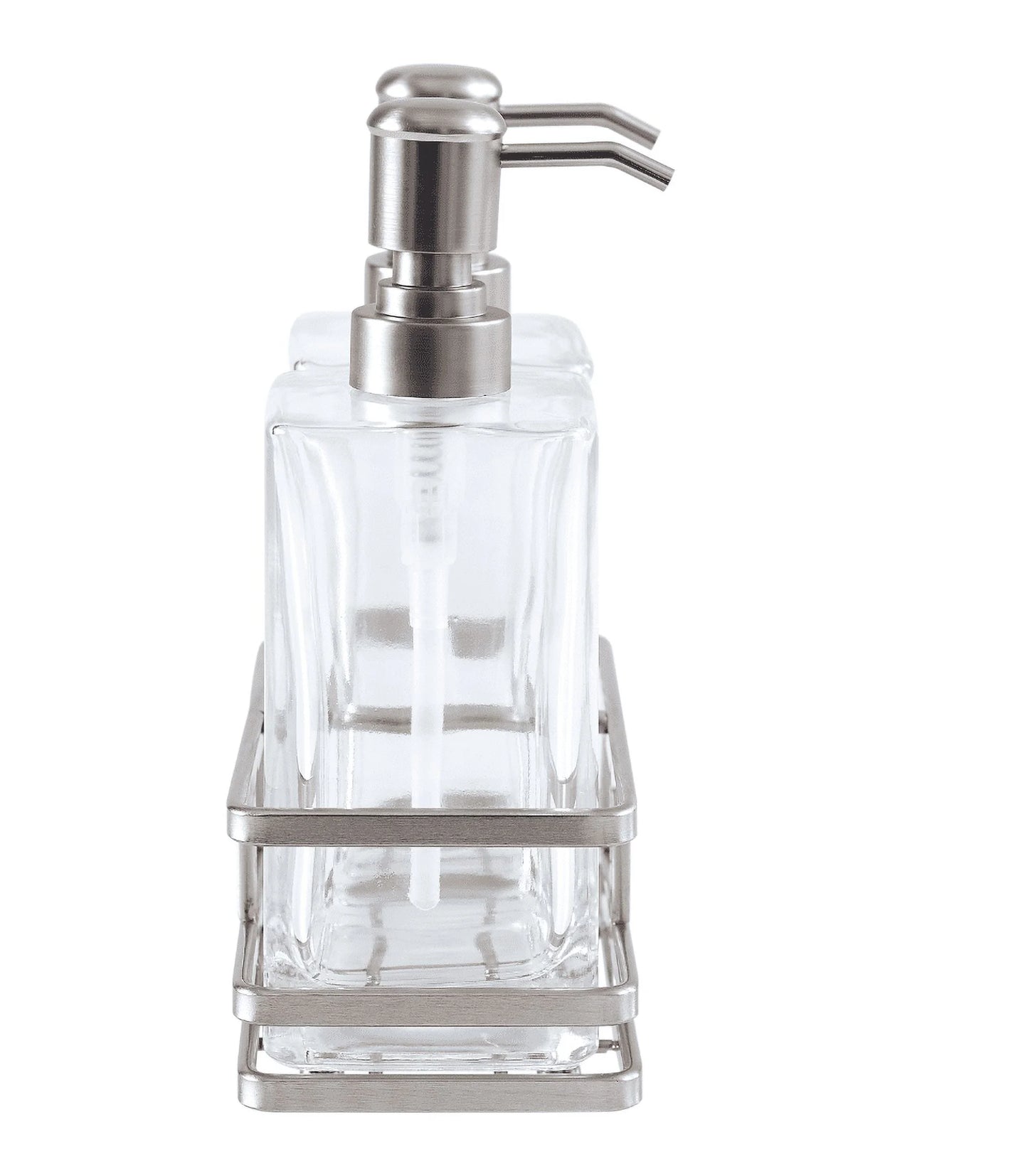 Clear Lotion Pump 2-Piece Set with Brushed Nickel Caddy