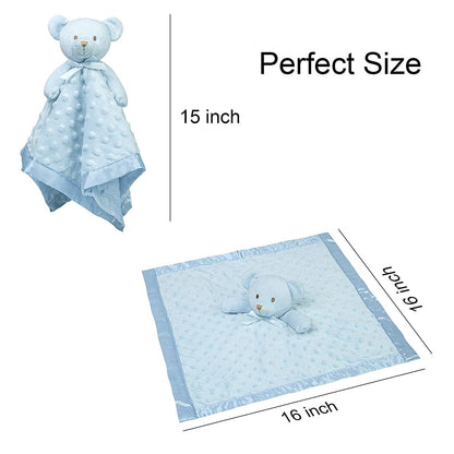 Teddy Bear Lovey Baby Security Blanket Loveys for Babies Boy Unisex Soft Blue Lovie Christmas Baby Gifts for Newborn Toddler 16 Inch