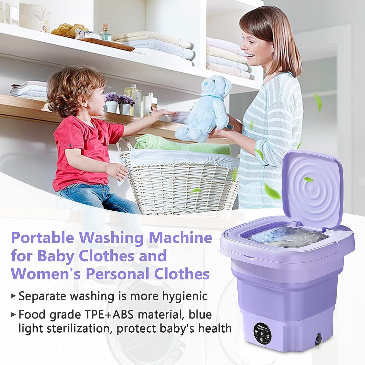 Mini Washing Machine 8L Folding Portable Sterilization Drying Laundry Machine