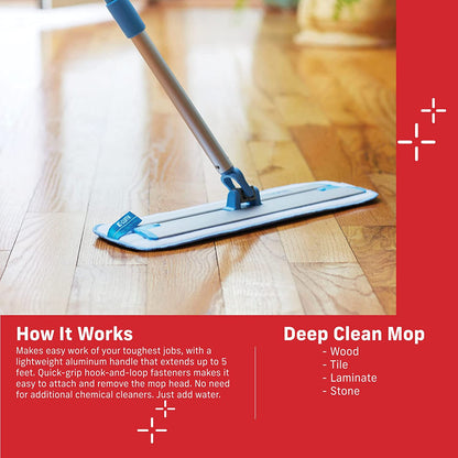 Deep Clean Mop, Microfiber Mop, Perfect Floor Cleaner for Hardwood, Laminate, Tile and Stone Flooring, Washable and Reusable, 100 Wash Promise