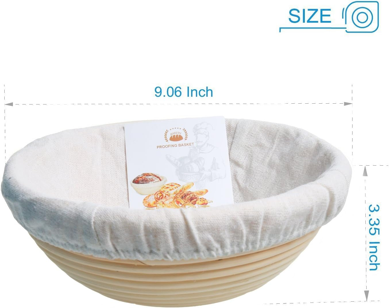 9 Inch Proofing Basket, Banneton Bread Proofing Basket + Bread Lame +Dough Scraper+ Linen Liner Cloth Sourdough Bread Baking Supplies