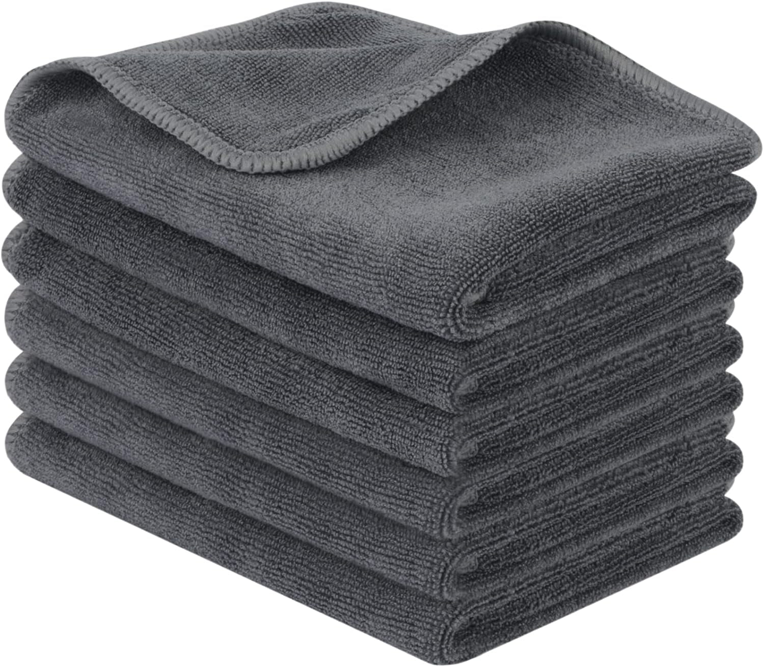 Microfiber Cleaning Cloth Ulura Absorbent Softer Towel Reusable Cleaning Cloth Streak Free Lint Free Cleaning Cloth for Home, Kitchen, Car, Window Use 12X12 Inch Slate Grey 6 Pack